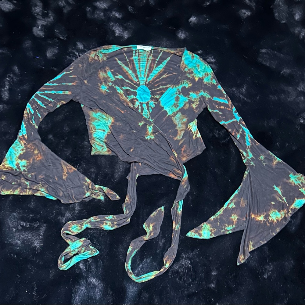 EARTHBOUND Teal and Brown Tie-Dye Top